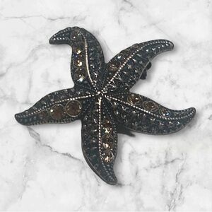 Starfish broach brooch silver‎ gems sparkle jewelry vintage vibes